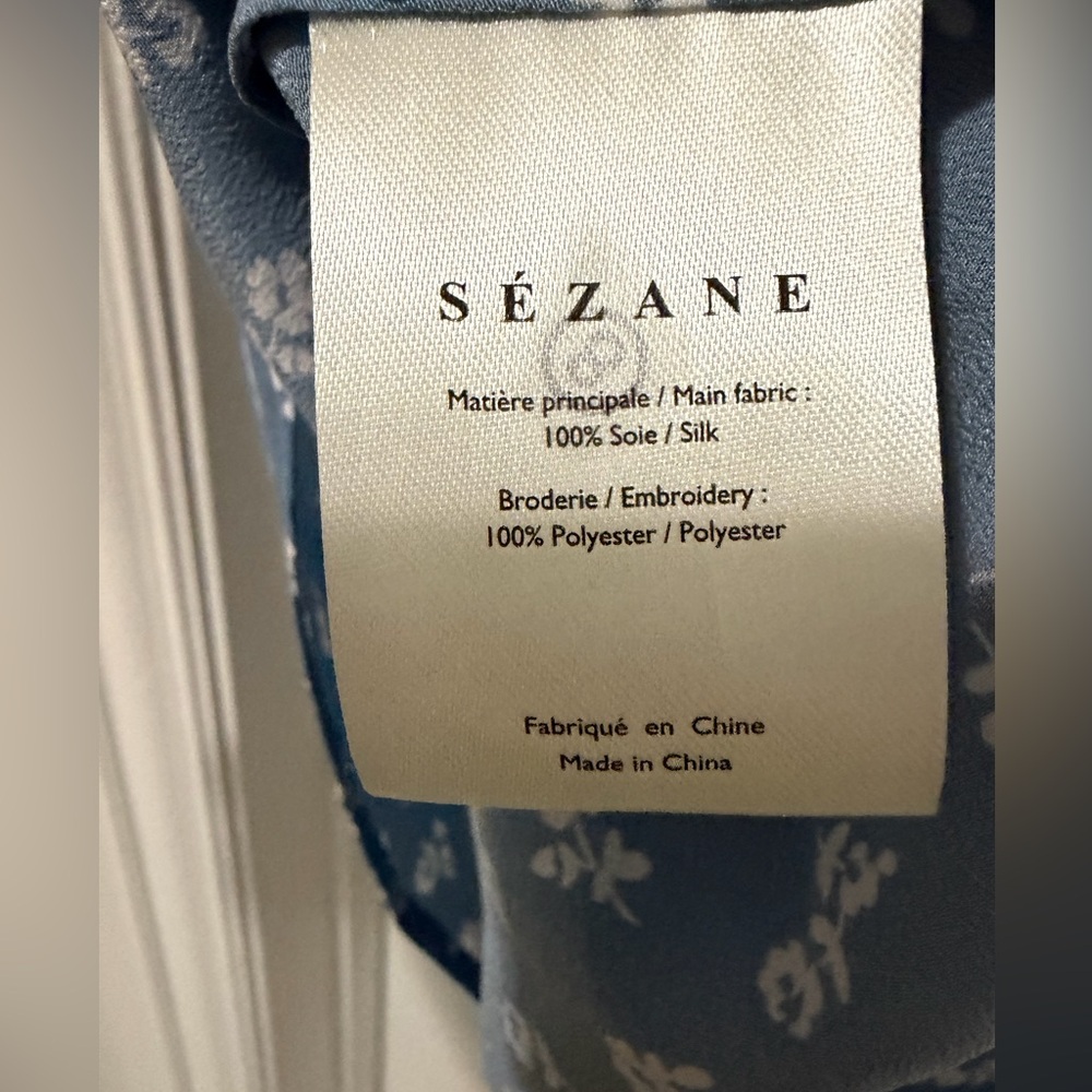 Sezane Palma Camisole, Blue and White Floral, Silk, Size 34, NWOT - Picture 6 of 6